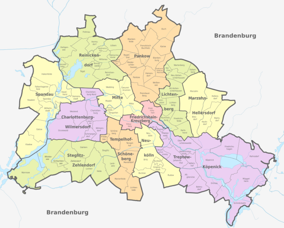 Karte der Verwaltungsgleiderung Berlins